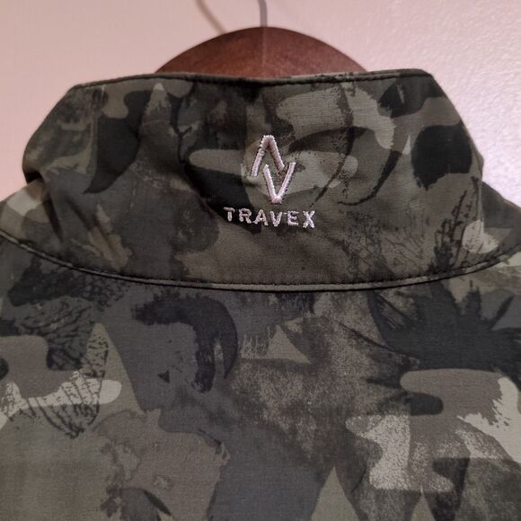 Eddie Bauer Womens M Travex Vest Green Camo Stretch Pocket Travel Hike Camp - Picture 7 of 16